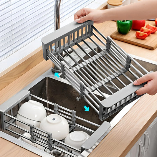1Pc Sink Drain Rack,Retractable Sink Drain Rack,Expandable Dish Drying Rack,Sink Dish Drying Rack,Sink Drain Basket,Kitchen Tool