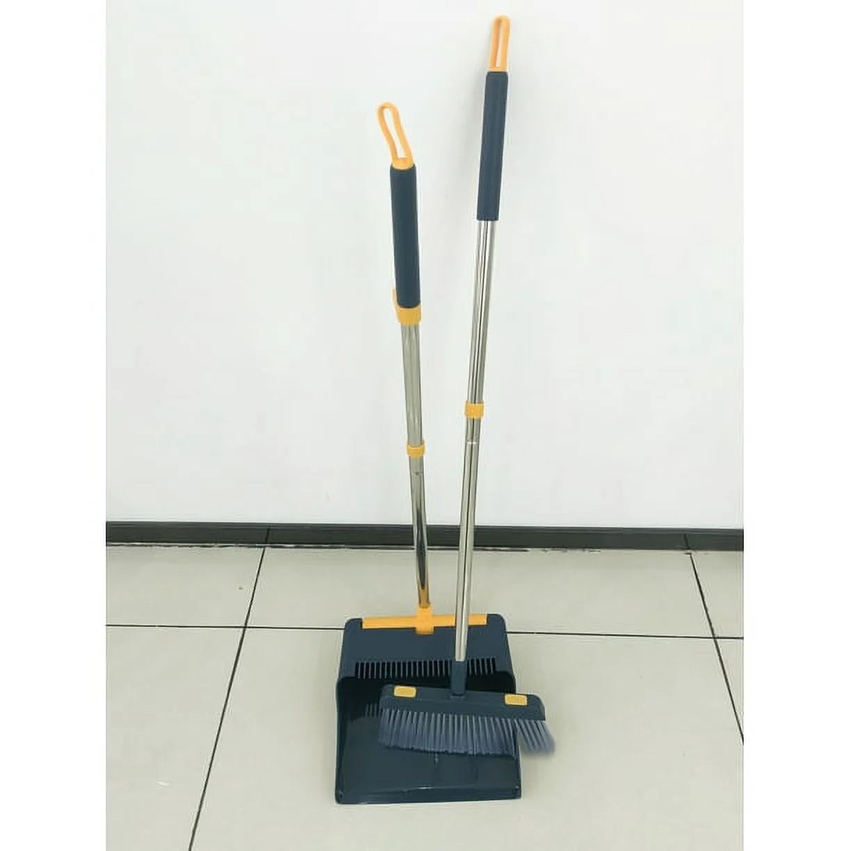 Broom and Dustpan Combo/Broom and Dustpan with 50.4" Long Handle Broom and Dustpan Set-Blue