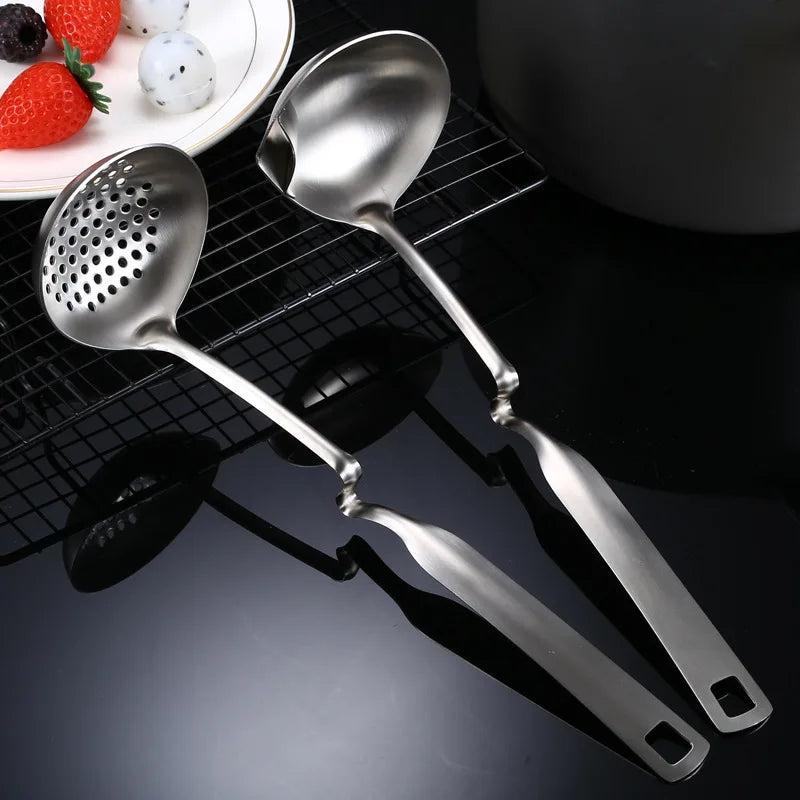 Oil Filter Separate Spoon Long Handle Soup Spoon Strainer Cooking Colander Kitchen Scoop Stainless Steel Ladle Dinner Tableware