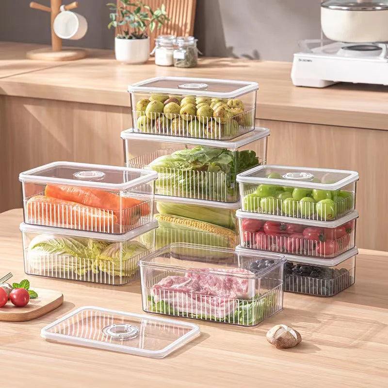 Transparent Fridge Organizer Food Storage Containers 