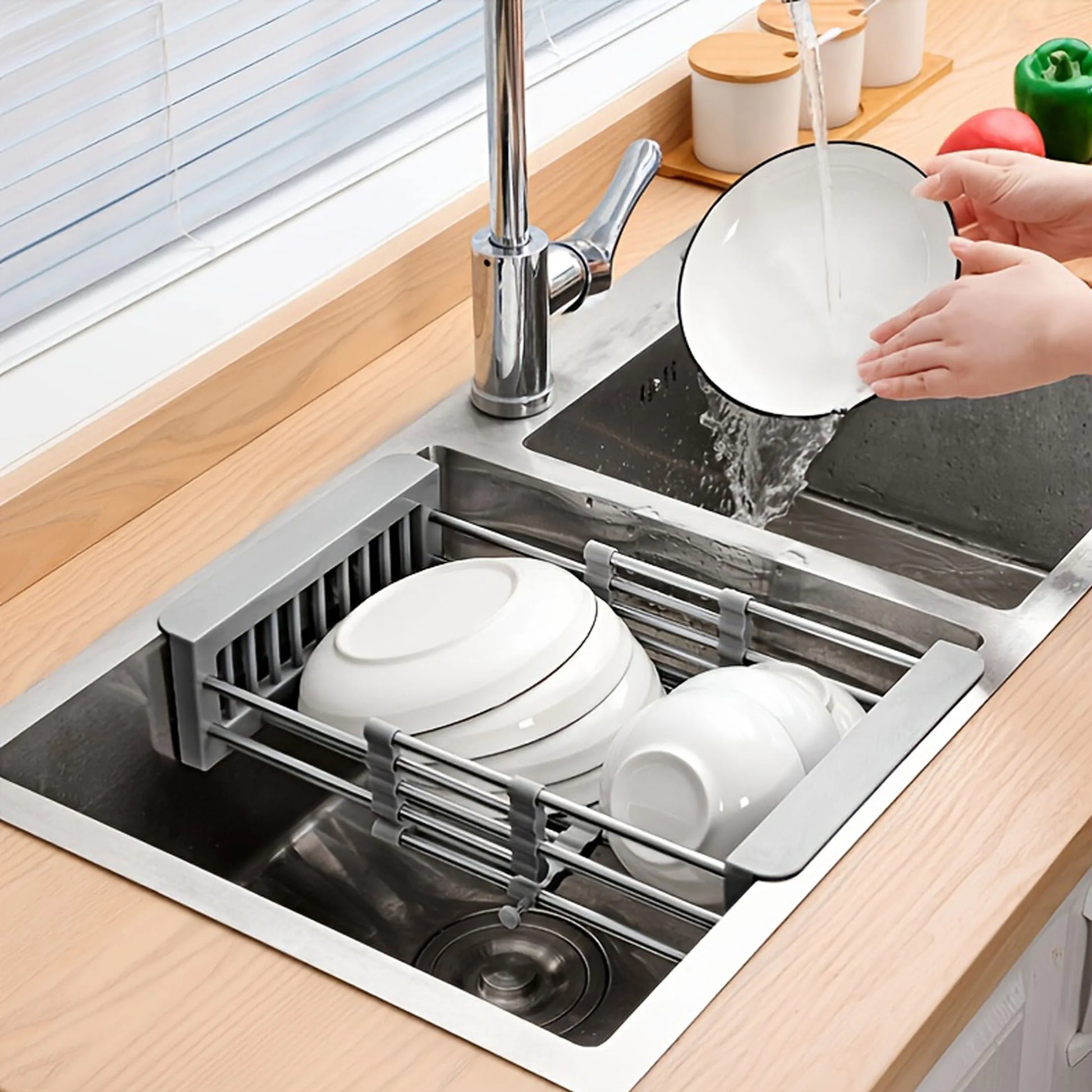 1Pc Sink Drain Rack,Retractable Sink Drain Rack,Expandable Dish Drying Rack,Sink Dish Drying Rack,Sink Drain Basket,Kitchen Tool