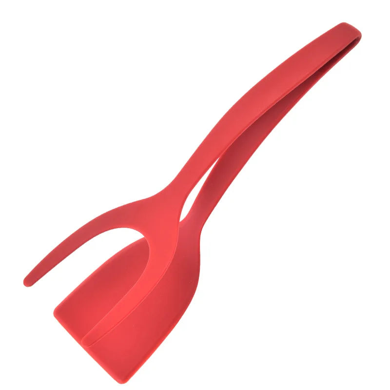 2 in 1 Nylon Grip Flip Tongs Egg Spatula Tongs Steak Spatula Tongs Clamp Pancake Fried Turners Kitchen Accessories
