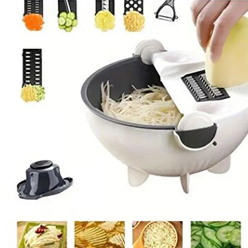 9 in One Drain Basket Vegetable Grater with Drain Basket 
