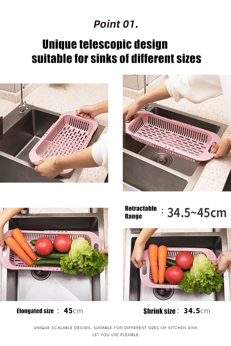 Strong Adjustable Kitchen Sink Rack Dish Drying Rack over Sink Dry Drainers Plastic Foldable Kitchen Shelf