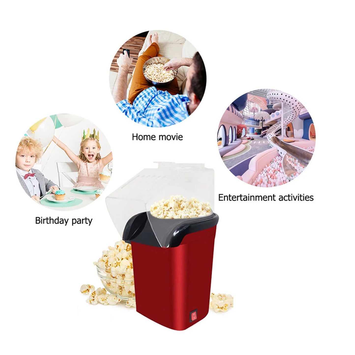 Oil Free Fully Automatic Popcorn Machine with Measuring Spoon 