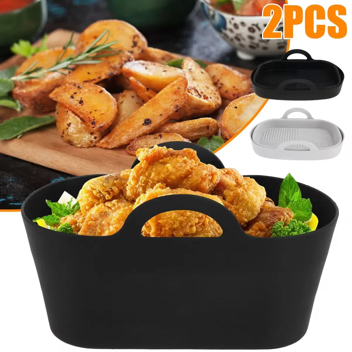 Reusable Silicone Air Fryer Liner Rectangle Heat Resistant Pot