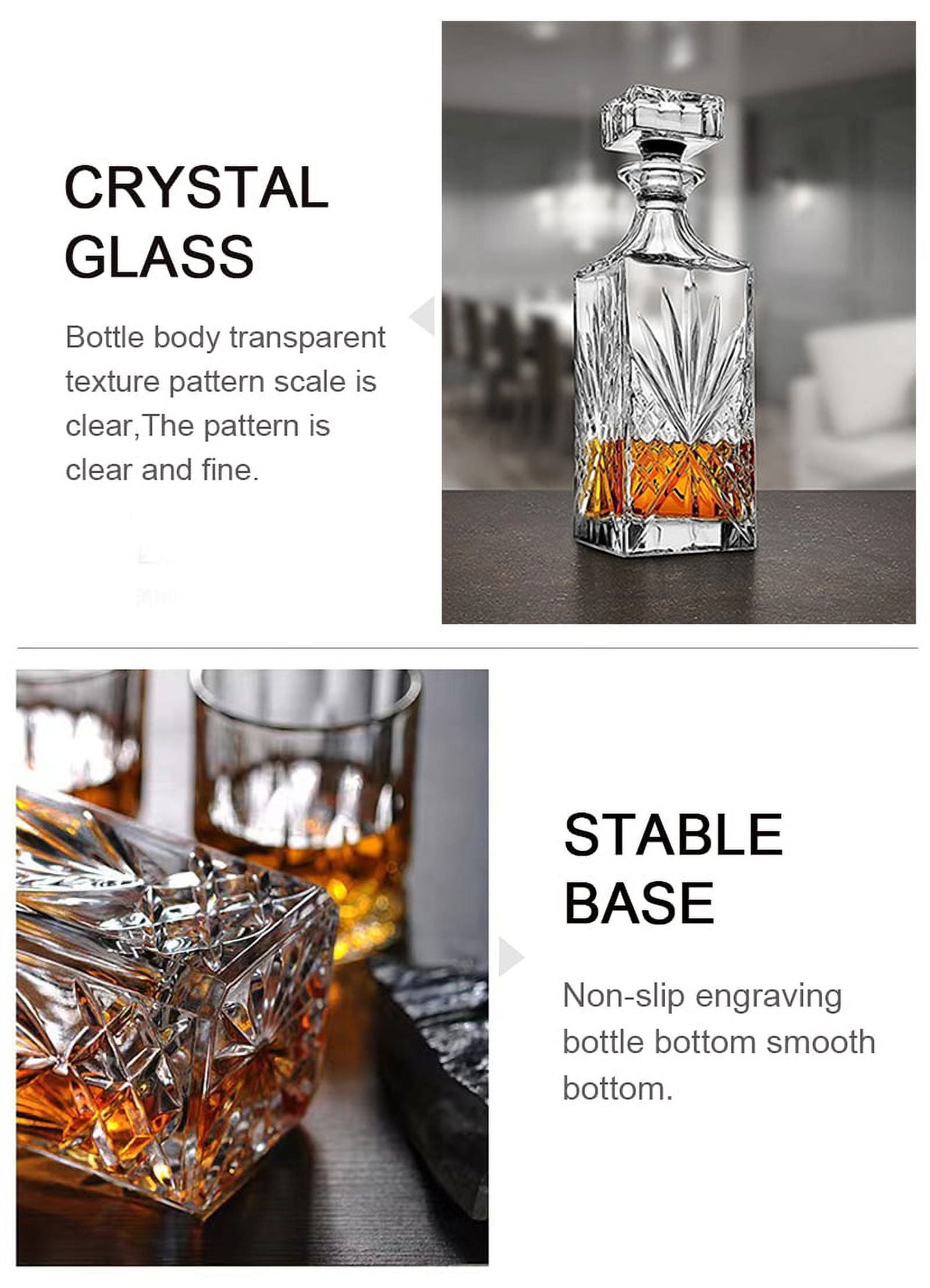 Whiskey Decanter Set with Glasses, 5Pcs 