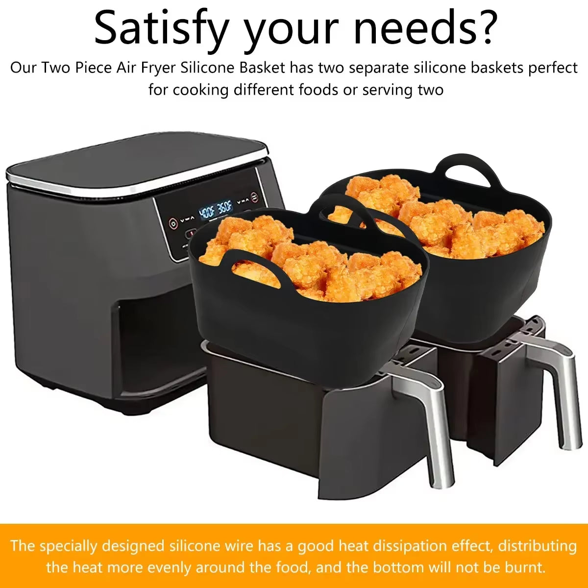 Reusable Silicone Air Fryer Liner Rectangle Heat Resistant Pot