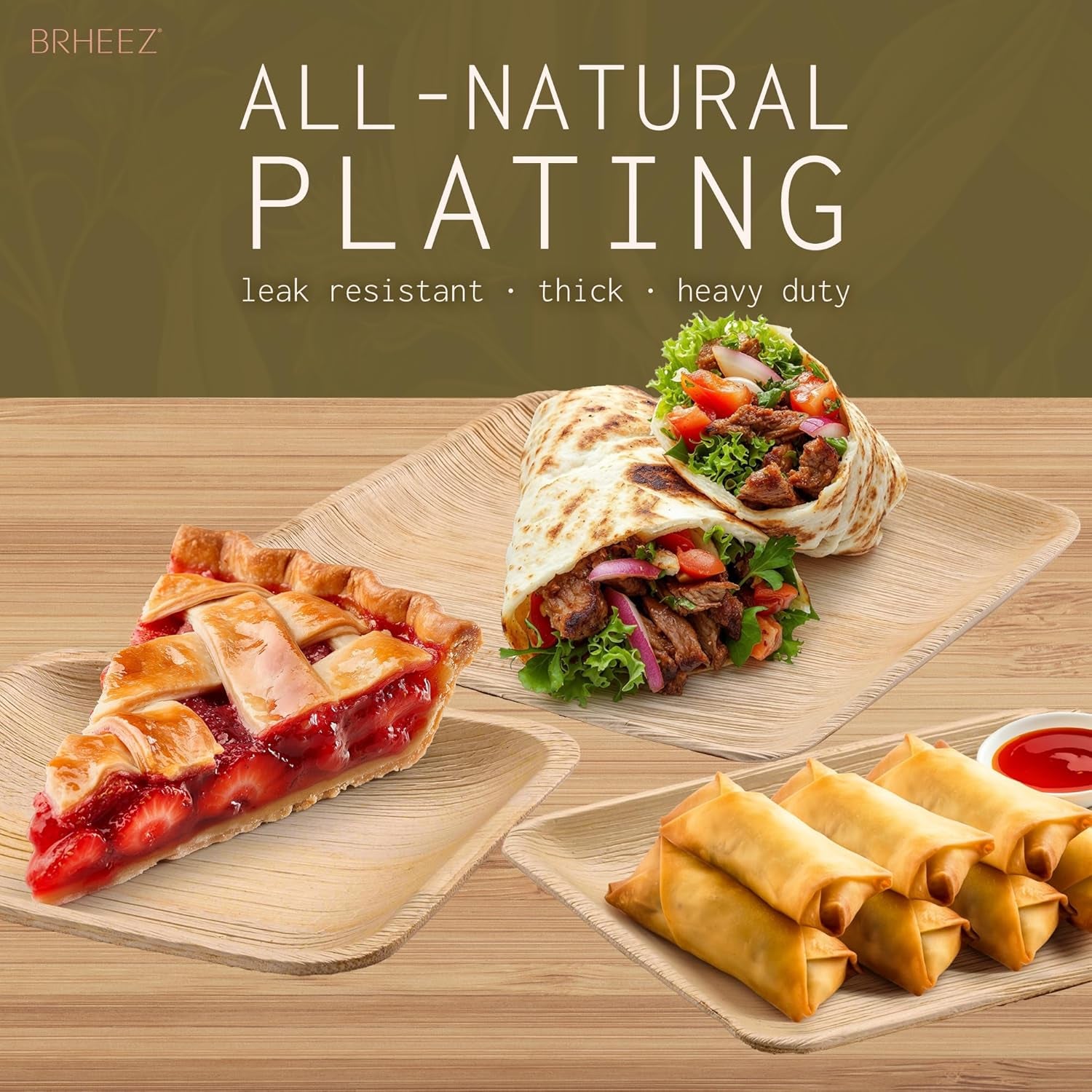 "25 Eco-Friendly Bamboo Palm Leaf Plates – 10 Inch Heavy Duty, Compostable & Biodegradable Disposable Party Plates – Better for the Environment than Paper!"