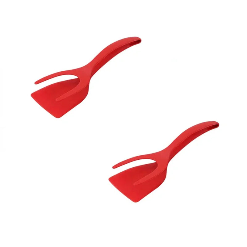 2 in 1 Nylon Grip Flip Tongs Egg Spatula Tongs Steak Spatula Tongs Clamp Pancake Fried Turners Kitchen Accessories