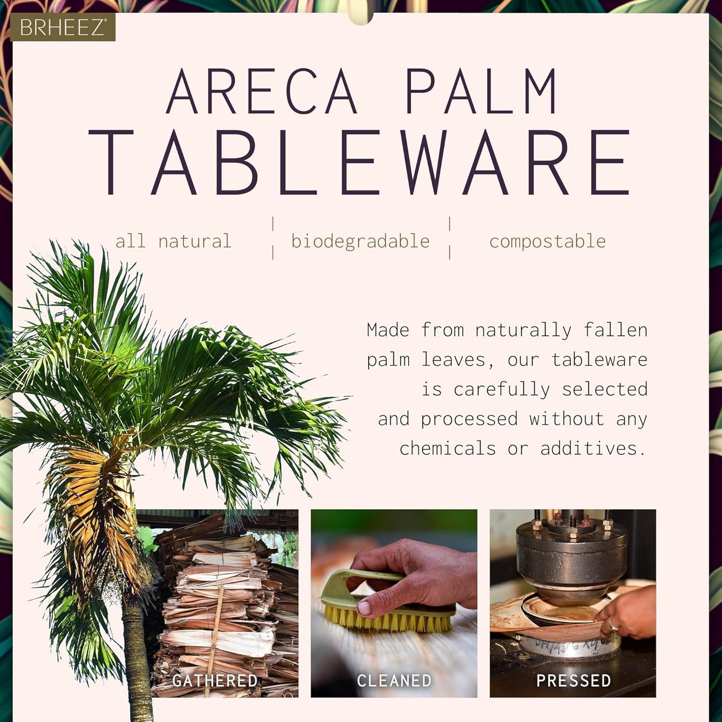 "25 Eco-Friendly Bamboo Palm Leaf Plates – 10 Inch Heavy Duty, Compostable & Biodegradable Disposable Party Plates – Better for the Environment than Paper!"