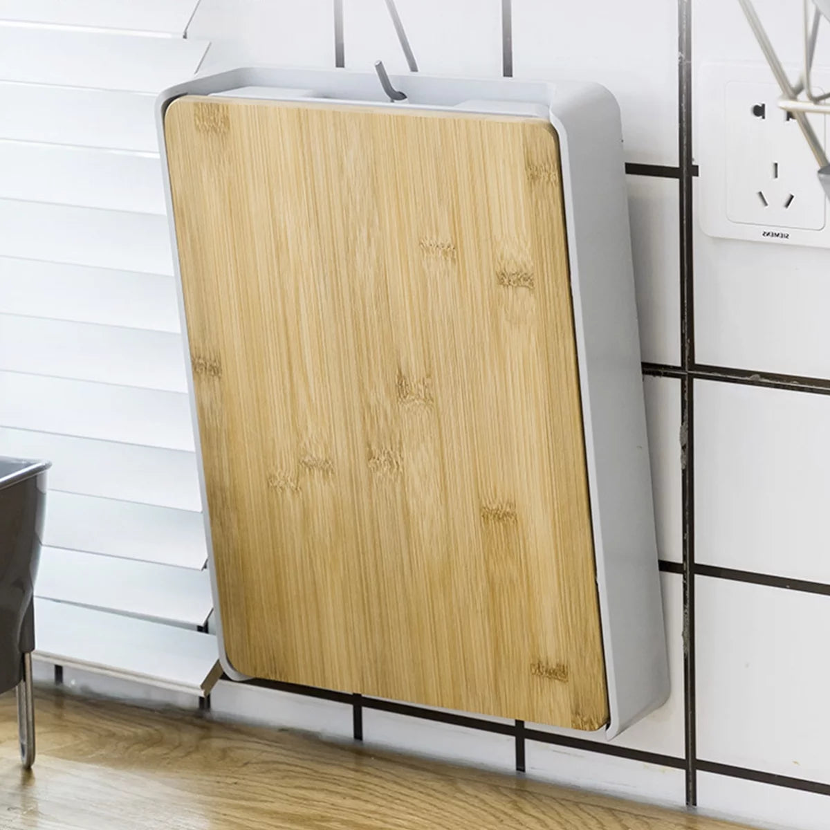 Bamboo Cutting Board with Slide Out Drawer Tray Board Heavy-Duty Chopping Board Wear Resistance Cutting Board with Non-Slip Feet Eco-Friendly Bamboo Cutting Board for Kitchen