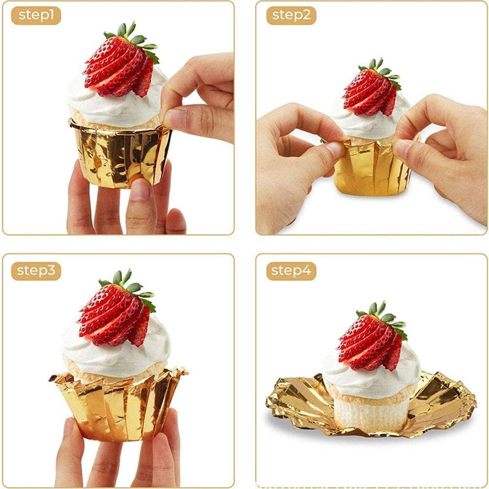 Disposable Aluminum Foil Cupcake Cups Cupcake Liners- 50 Pcs 