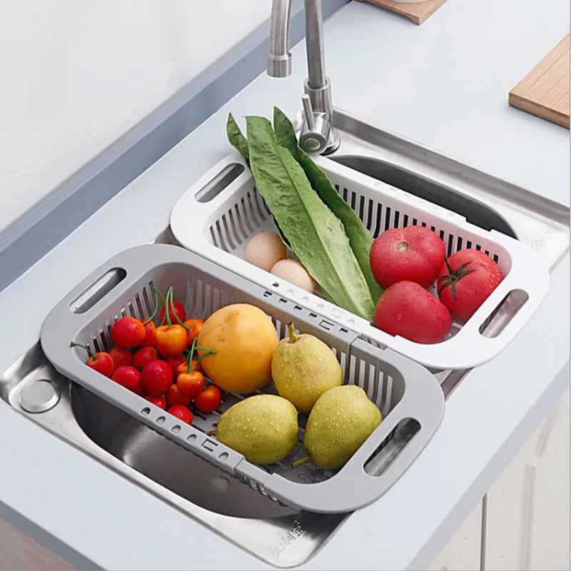 Strong Adjustable Kitchen Sink Rack Dish Drying Rack over Sink Dry Drainers Plastic Foldable Kitchen Shelf