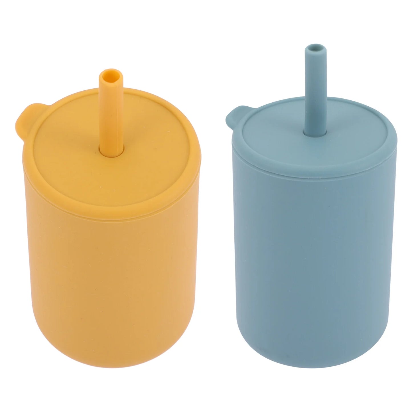 2Pcs Silicone Sippy Cups Baby Sippy Cups with Straw Silicone Toddler Cups