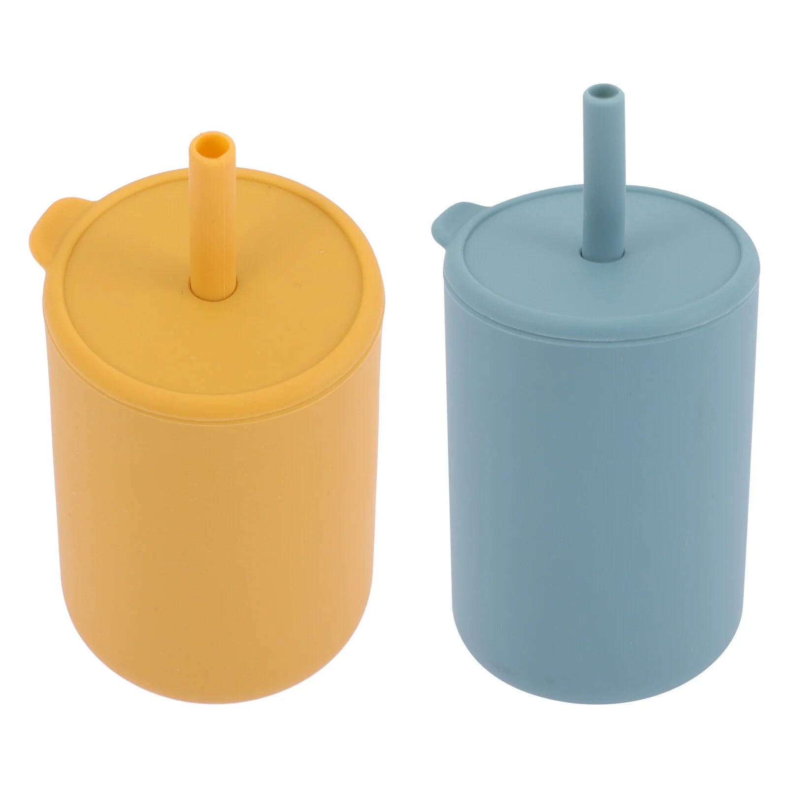 2Pcs Silicone Sippy Cups Baby Sippy Cups with Straw Silicone Toddler Cups