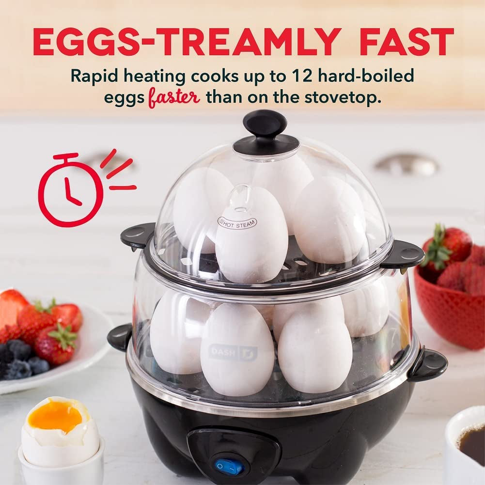 Deluxe Rapid Egg Cooker for Hard Boiled, Poached, Scrambled Eggs, Omelets, Steamed Vegetables, Dumplings & More, 12 Capacity
