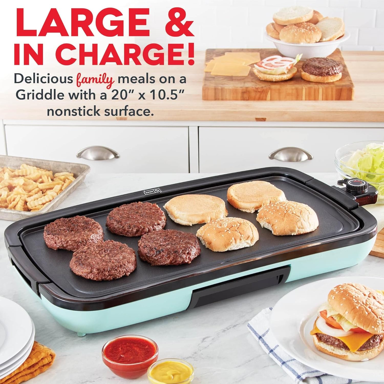 Deluxe Everyday Electric Griddle with Dishwasher Safe Removable Nonstick Cooking Plate 