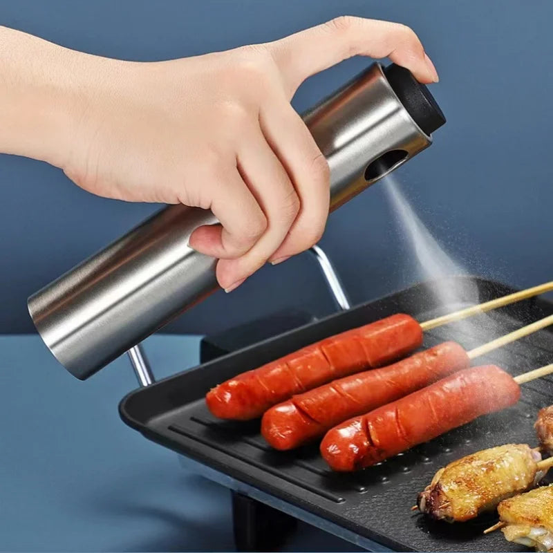 Oil Spray Kettle, Stainless Steel Oil Spray Bottle, Press Out Oil, Barbecue Oil Bottle, Control Oil Quantity, Outdoor Seasoning