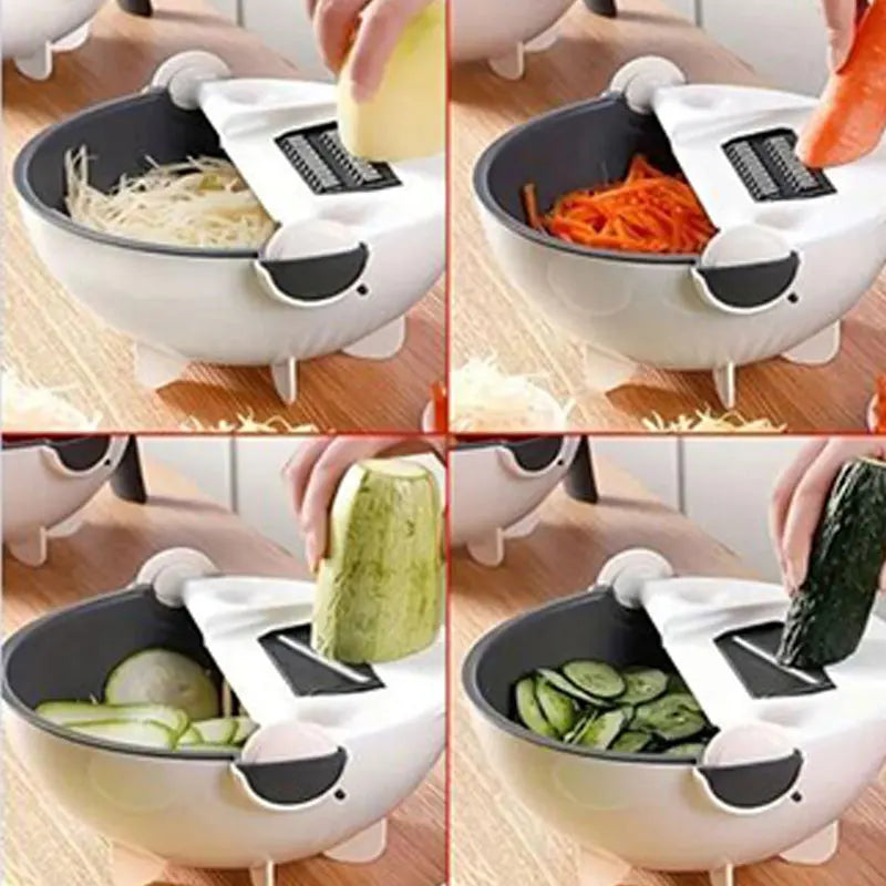 9 in One Drain Basket Vegetable Grater with Drain Basket 