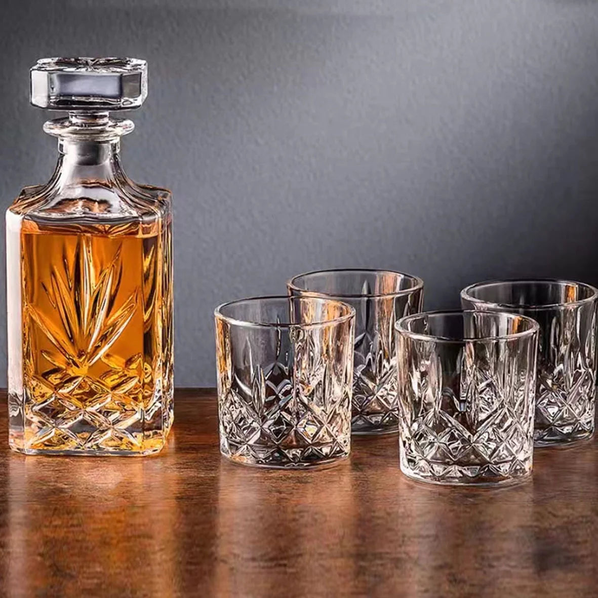 Whiskey Decanter Set with Glasses, 5Pcs 