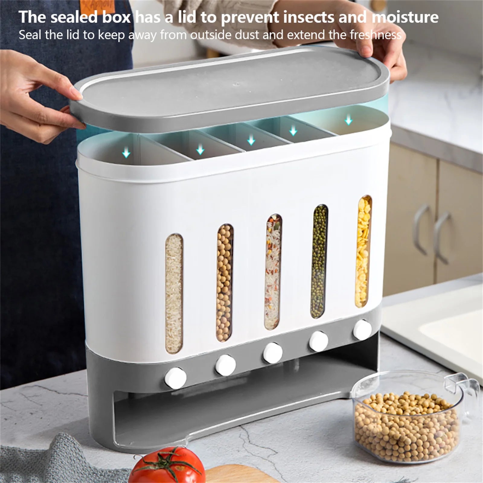  5 in 1 Kitchen Dispensing Container Food Dispenser