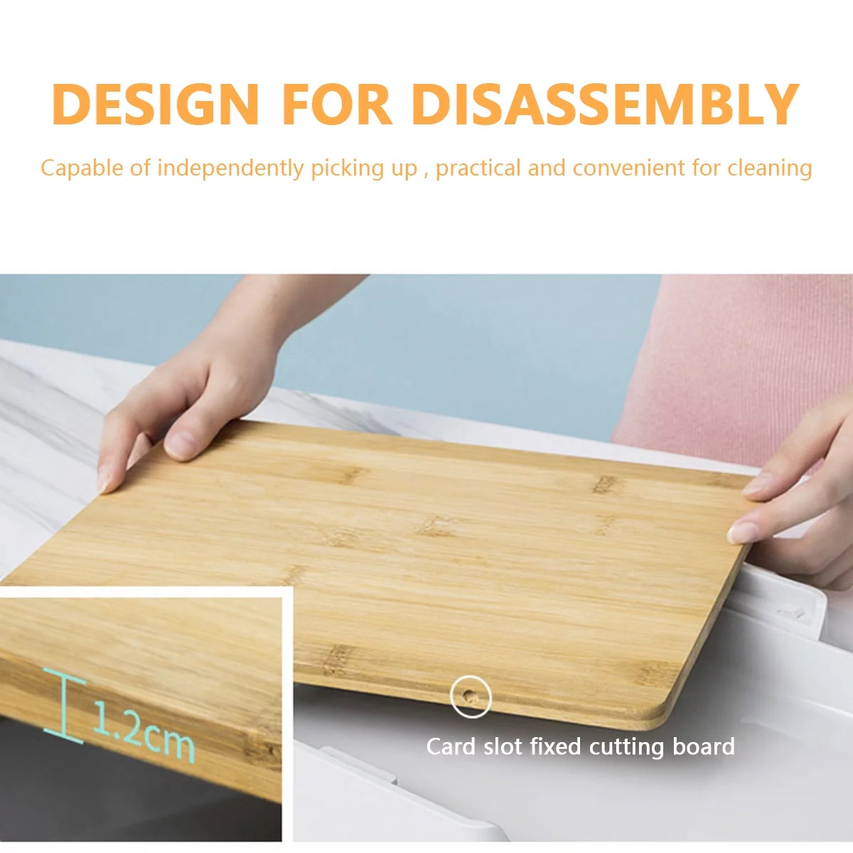 Bamboo Cutting Board with Slide Out Drawer Tray Board Heavy-Duty Chopping Board Wear Resistance Cutting Board with Non-Slip Feet Eco-Friendly Bamboo Cutting Board for Kitchen