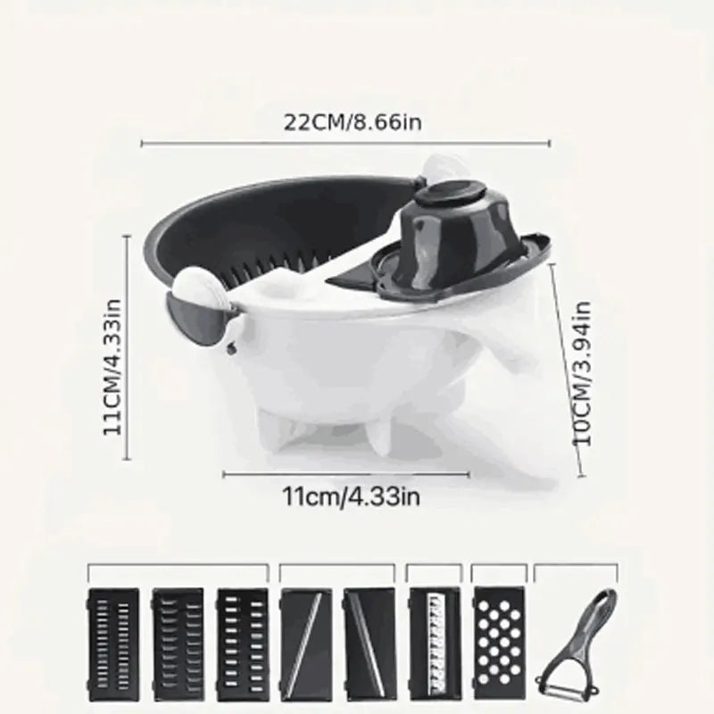 9 in One Drain Basket Vegetable Grater with Drain Basket 