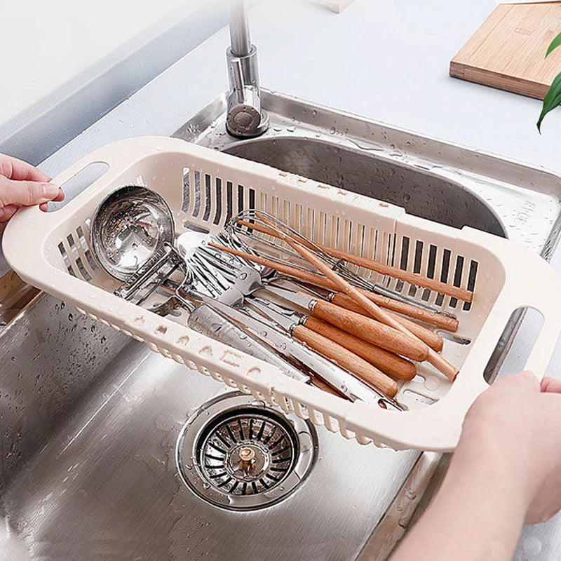 Strong Adjustable Kitchen Sink Rack Dish Drying Rack over Sink Dry Drainers Plastic Foldable Kitchen Shelf